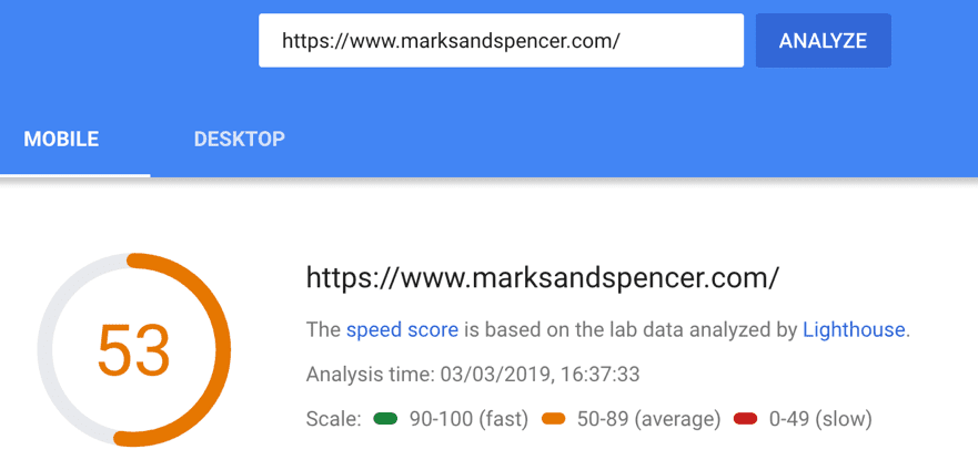 marksandspencer.com page load speed