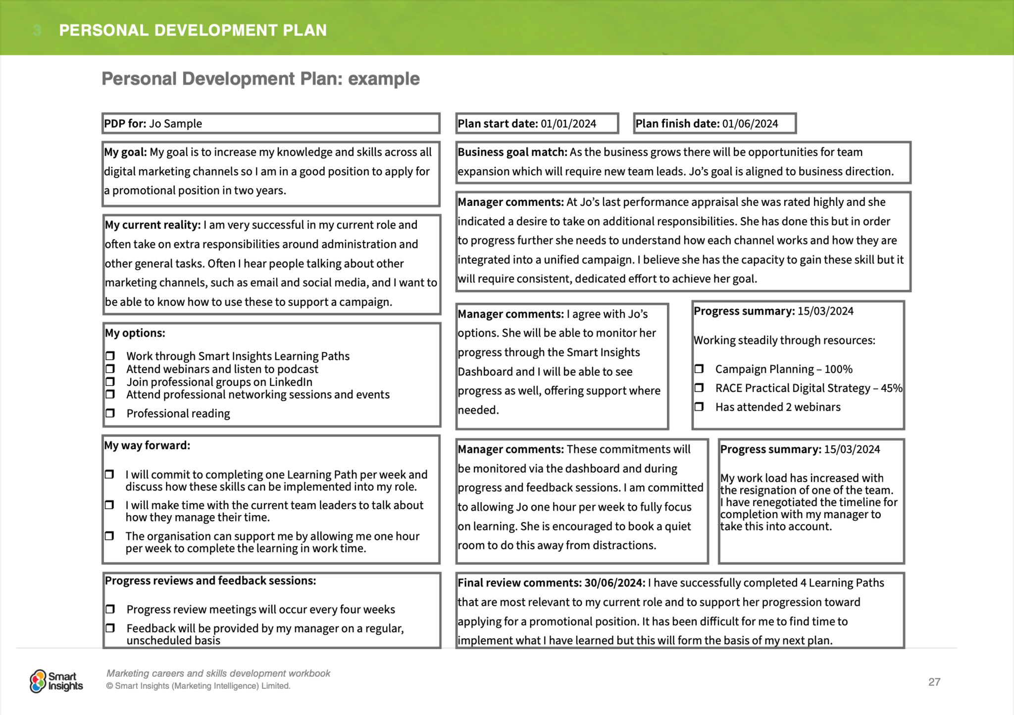 How Best To Learn Marketing Skills For Strategy Smart Insights   Personal Dev Plan Example Screenshot E1701786960558 2048x1445 